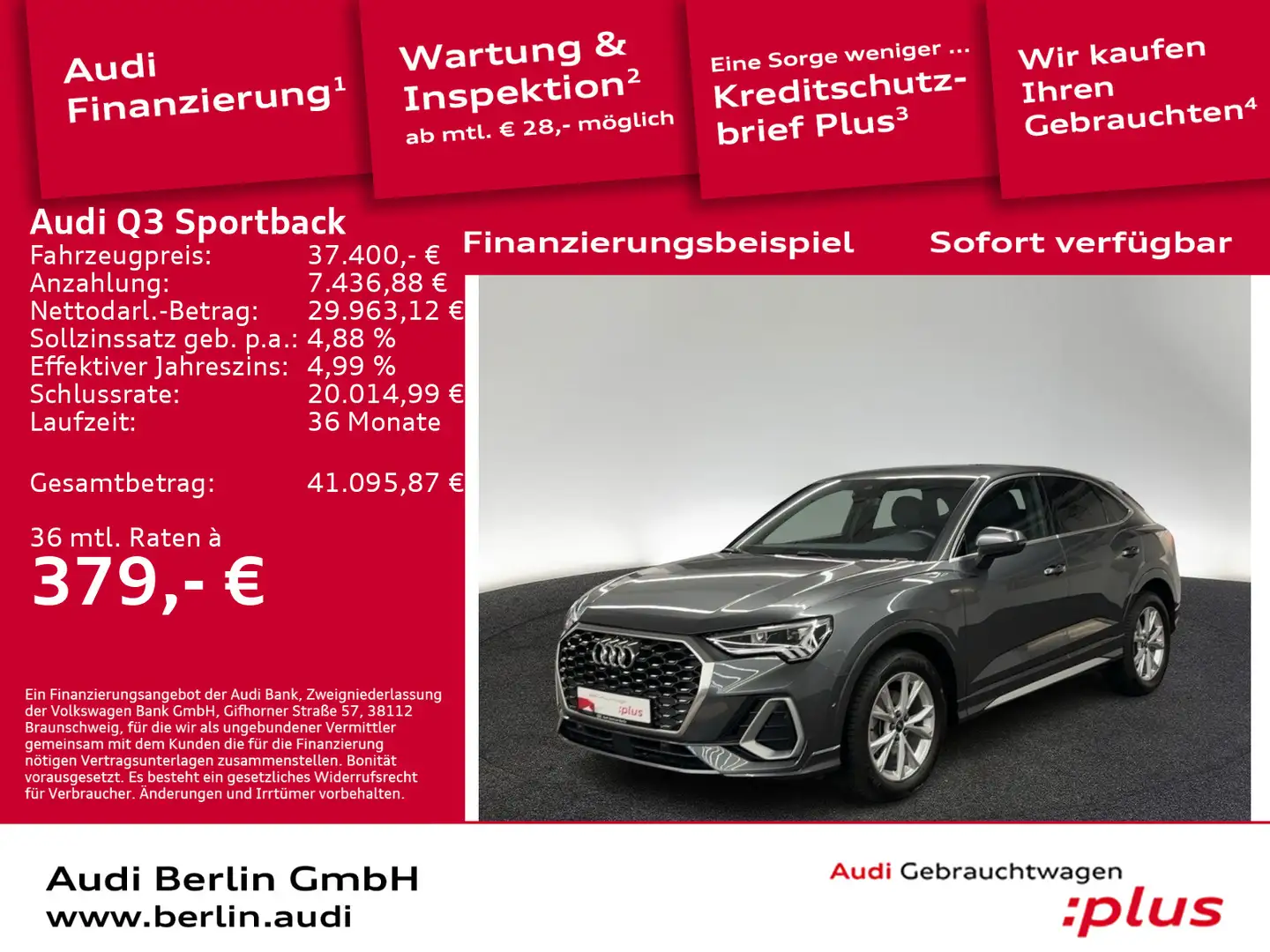 Audi Q3 S line 35 TFSI S tr. LED 360°K NAVI Grau - 1
