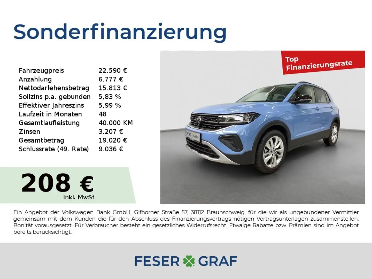 Volkswagen T-Cross GOAL 1.0TSI 70kW 5-Gang Navi Kamera ACC Azul - 1
