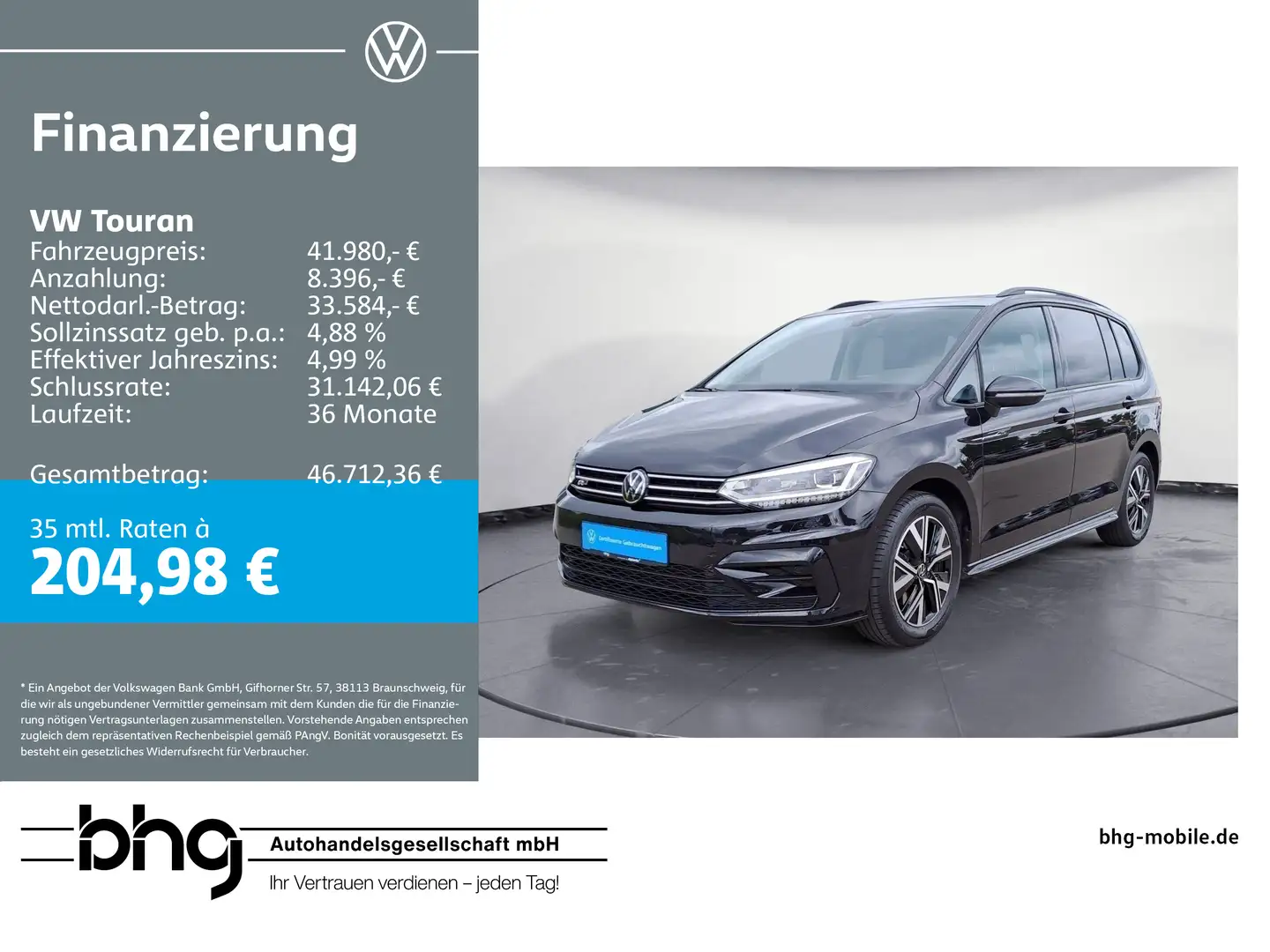Volkswagen Touran 2.0 TDI DSG Highline R-Line Pano DCC Navi Schwarz - 1