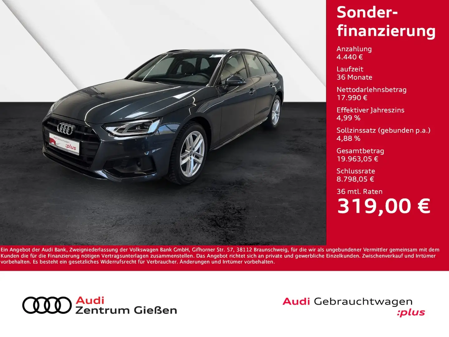 Audi A4 Avant 35 TDI S tronic advanced black Assistenzp... Grau - 1