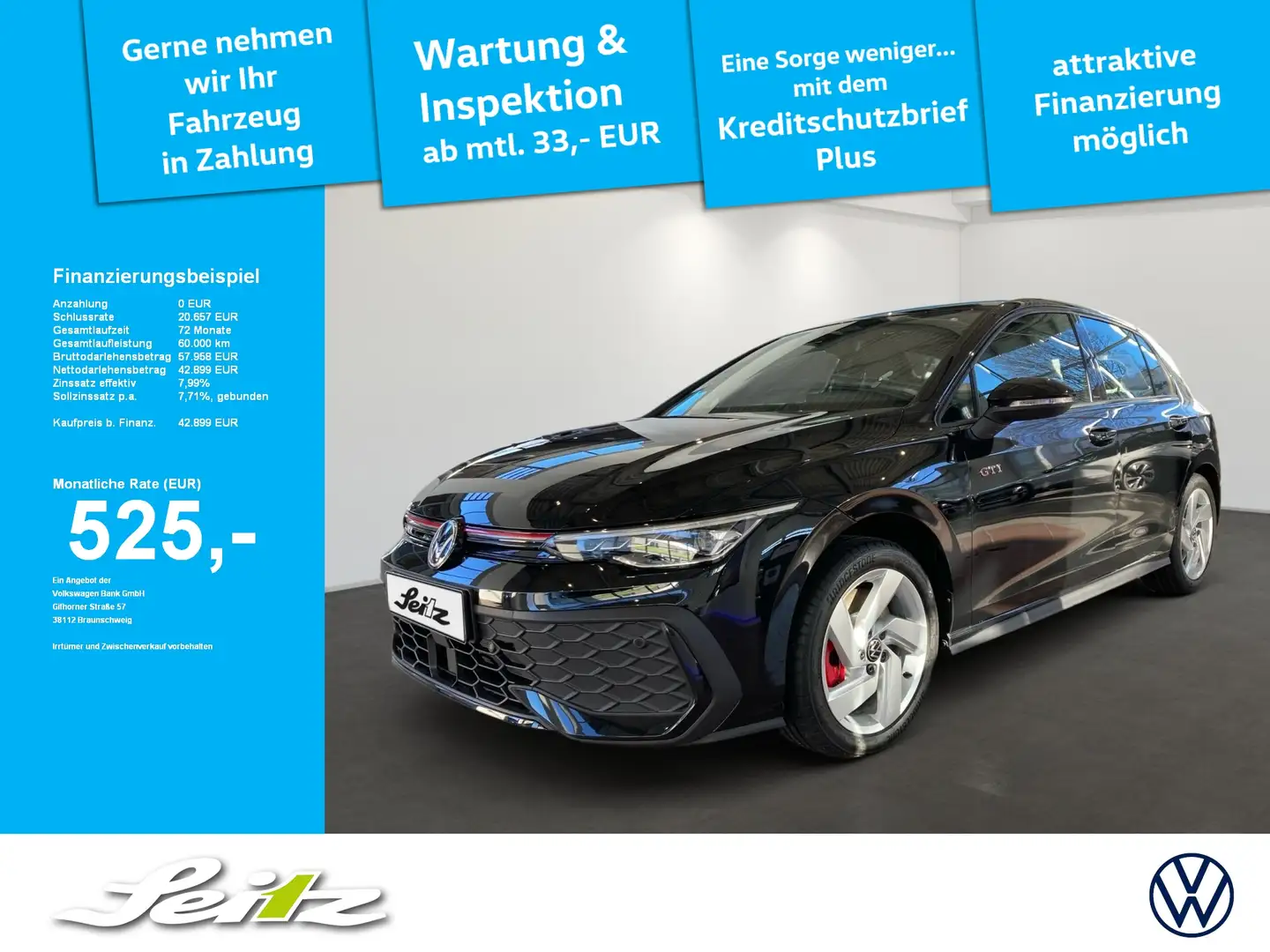 Volkswagen Golf VIII 2.0 TSI GTI *APPCON*KAMERA*LEDPLUS* Schwarz - 1