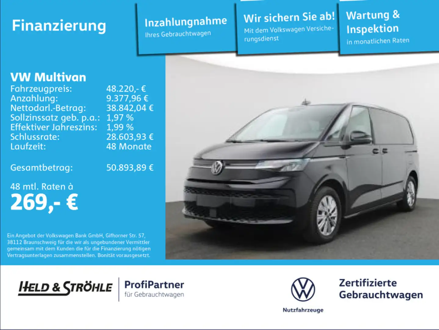 Volkswagen T7 Multivan T7 Multivan Life 2.0 TDI DSG 7SITZE 17" AHK RFK Noir - 1