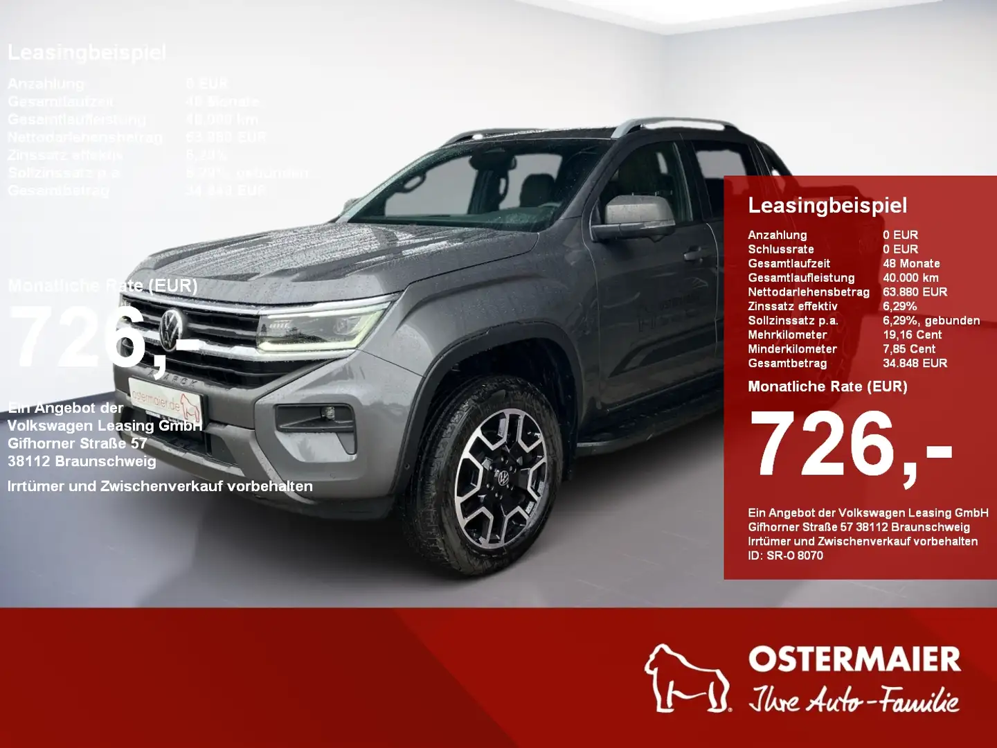 Volkswagen Amarok PANAMERICANA DC 3.0TDI 241PS.MATRIX.NAVI.AHK.LEDER Grau - 1