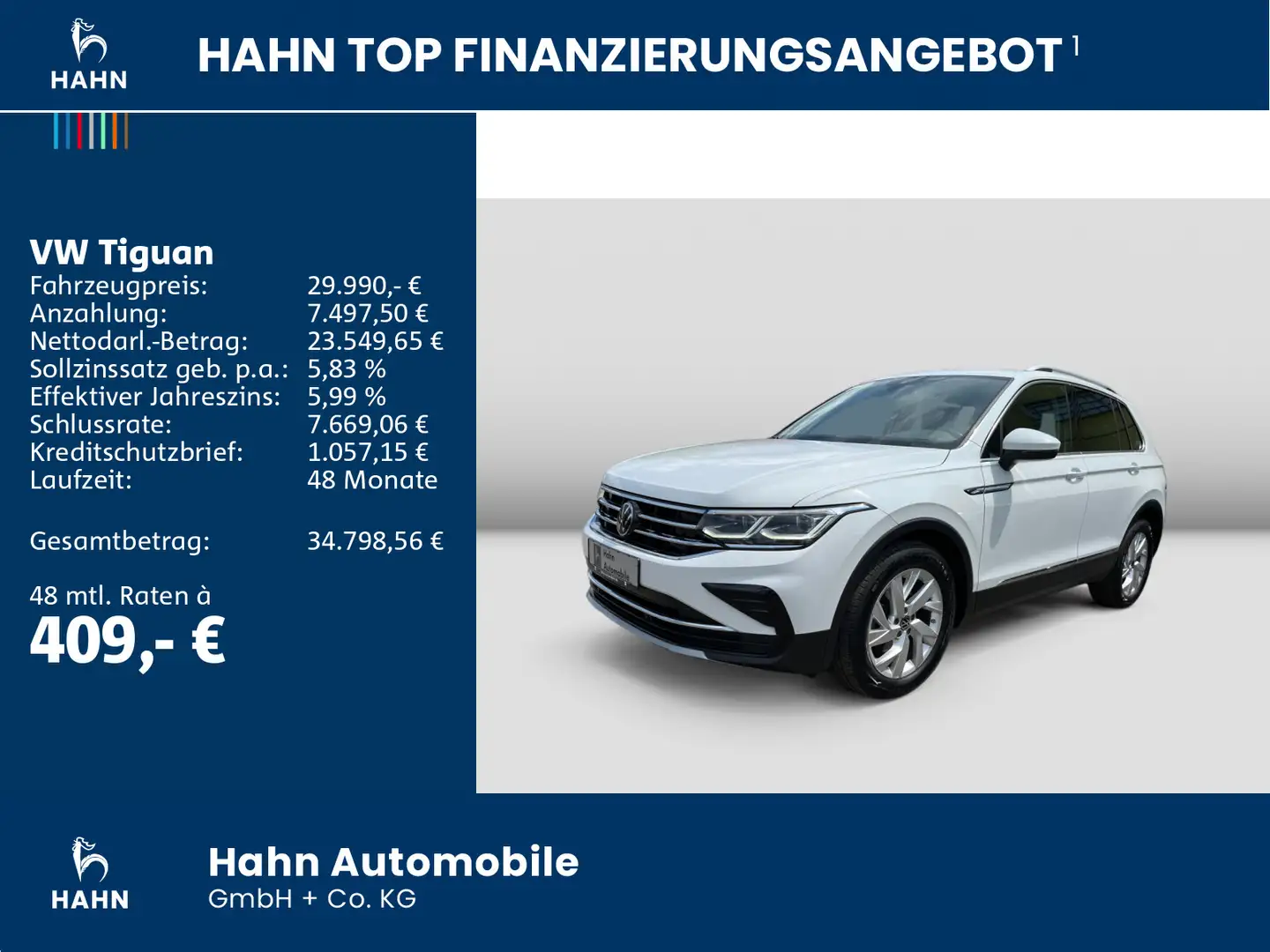 Volkswagen Tiguan 1.5TSI DSG Elegance Pano Virtual LED ACC Weiß - 2