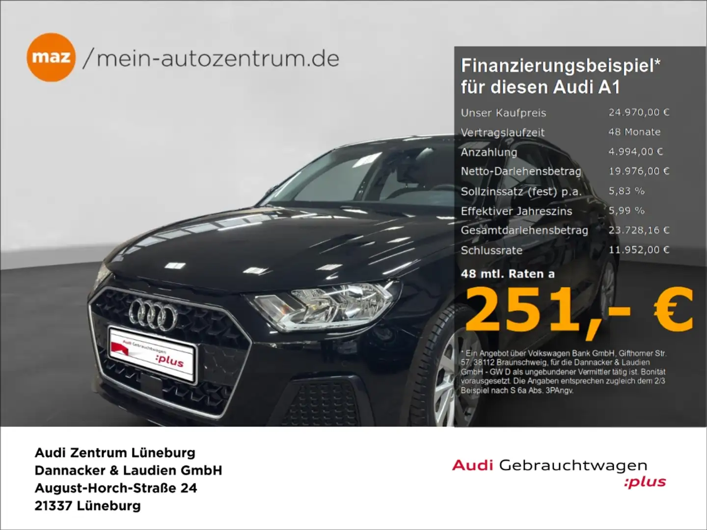 Audi A1 Sportback 30 1.0 TFSI advanced Alu Smartphone Inte Schwarz - 1