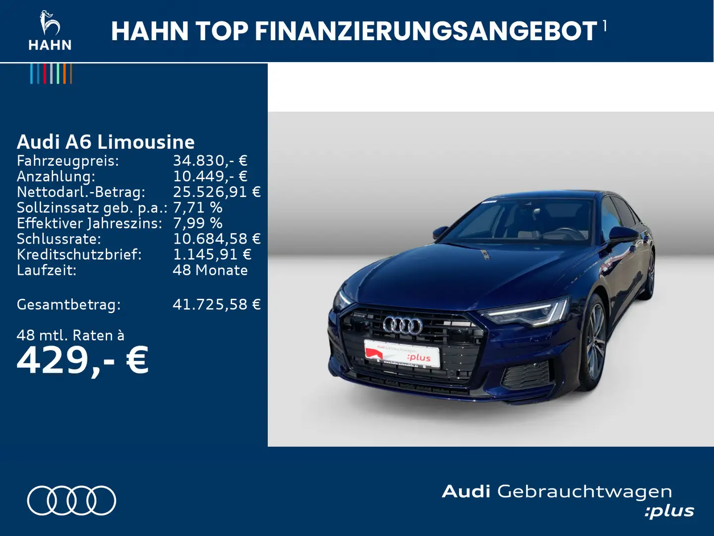 Audi A6 Sport 50TFSIe quattro S-tronic HUD Blau - 2