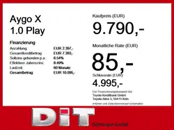 Toyota Aygo (X) 1.0 Play ACC+Navi+Kam.+PDC+SoundSys+SpurH