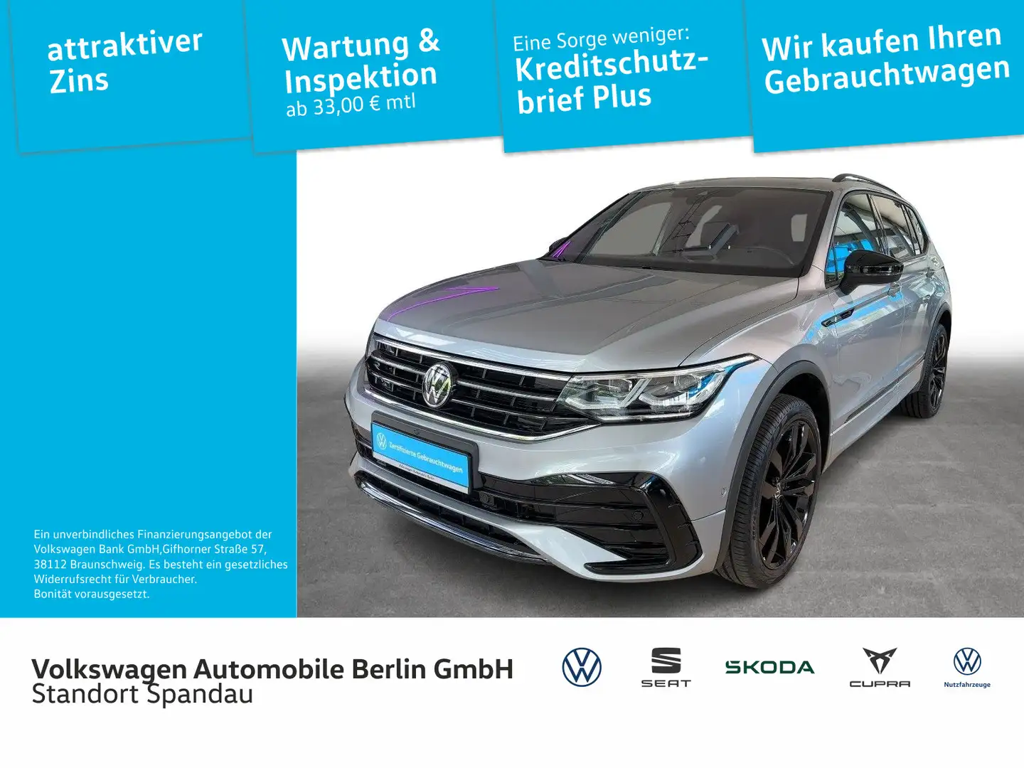 Volkswagen Tiguan Allspace 2.0 TSI R-Line 4Motion (EURO 6d) Argent - 1