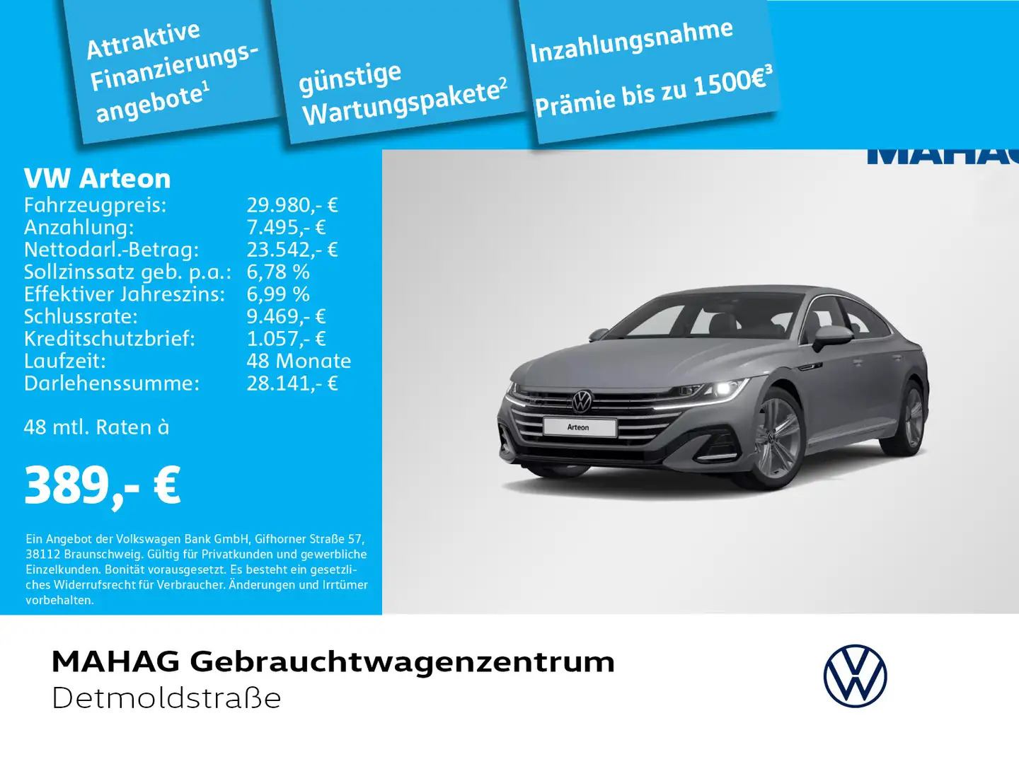 Volkswagen Arteon 1.4 TSI eHybrid R-Line AHK LED Navi ParkP Grau - 1