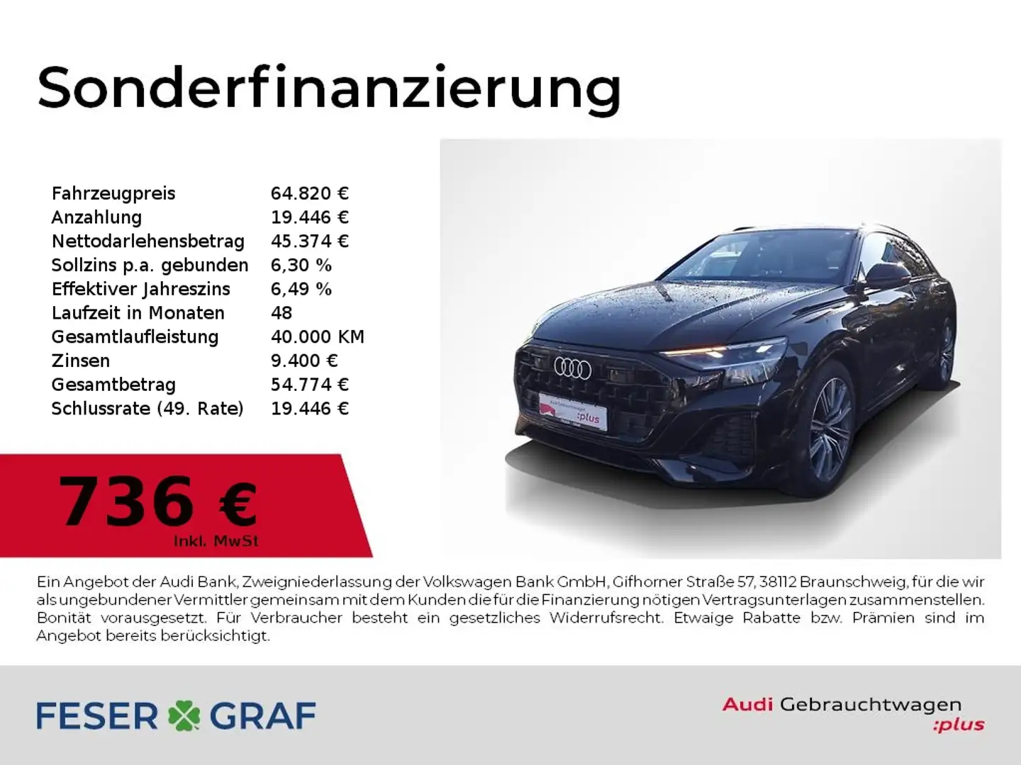 Audi Q8 45 TDI HUD,Luft/air,Leder,Matrix,AHK,4xSHZ Schwarz - 1