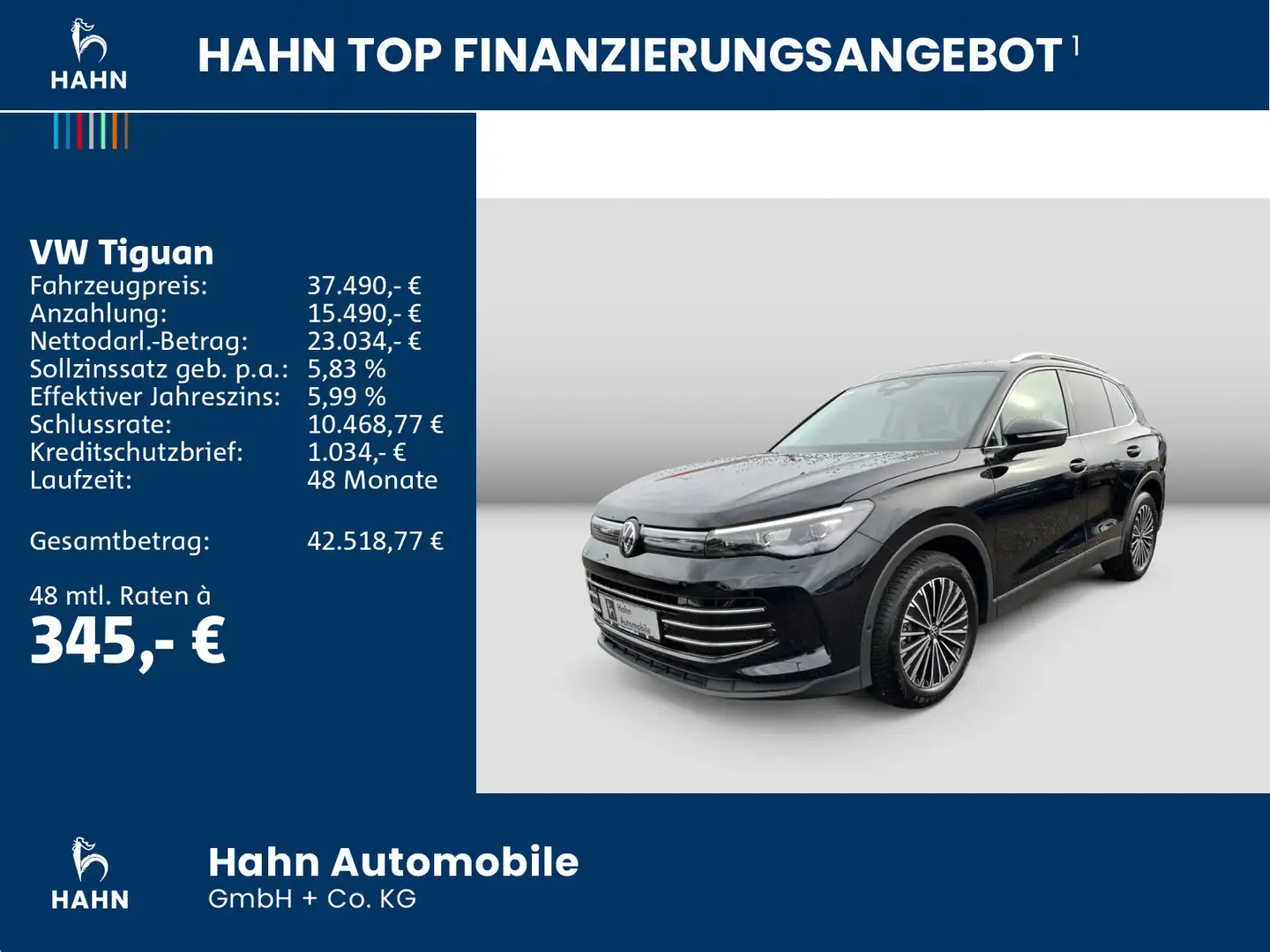 Volkswagen Tiguan 2.0TDI Elegance DSG LED ACC CAM AHK Navi Schwarz - 2