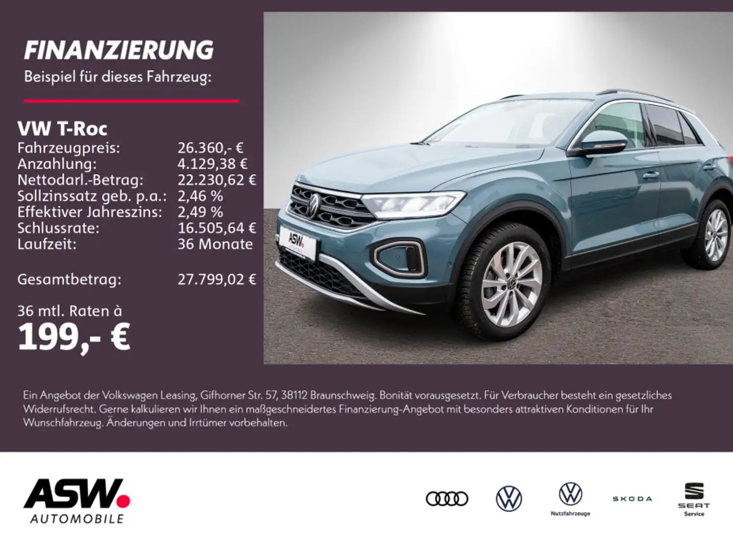 Volkswagen T-Roc Life 1.0 TSI AHK Navi Standhzg SHZ PDC LED Blau - 1