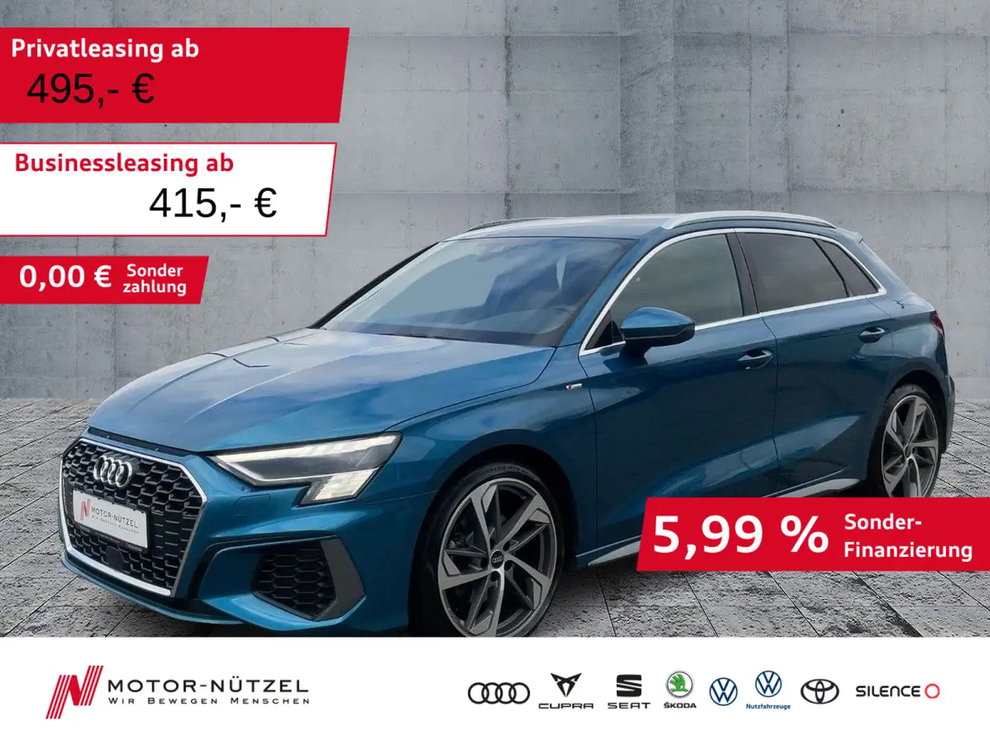 Audi A3 40 TDI QU S-LINE MATRIX+NAV+B&O+RFK Blau - 1