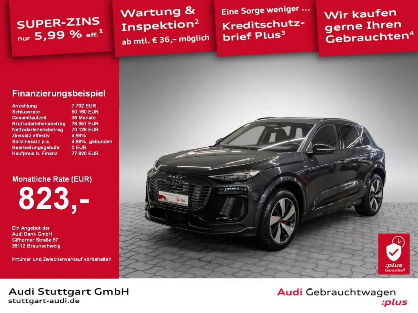 Audi Q6 e-tron 55 e-tron quattro B&O AIR Matrix Pano Szary - 1