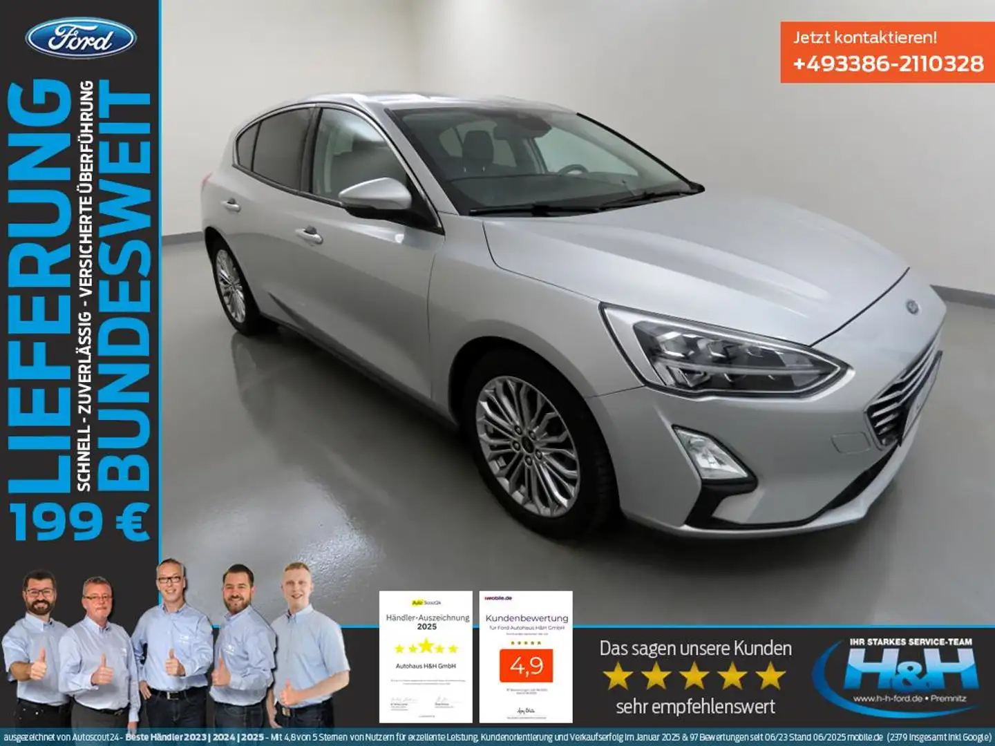 Ford Focus 1.5 EcoB Aut. Titanium AHK+LED+Winterpaket Stříbrná - 1