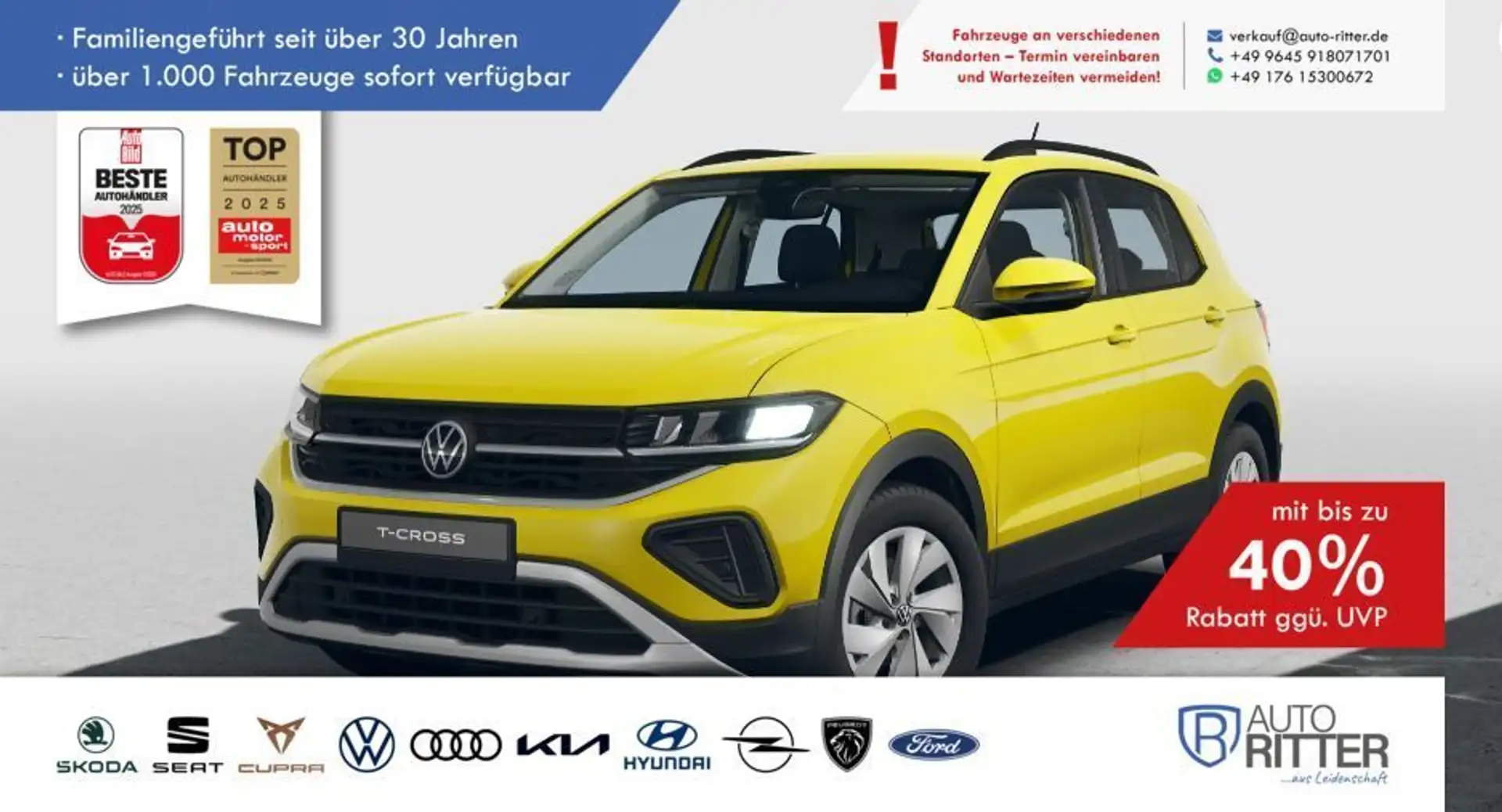 Volkswagen T-Cross Start ACC|AHK|RFK|LED|Navi|Carplay|Kl... Gelb - 1