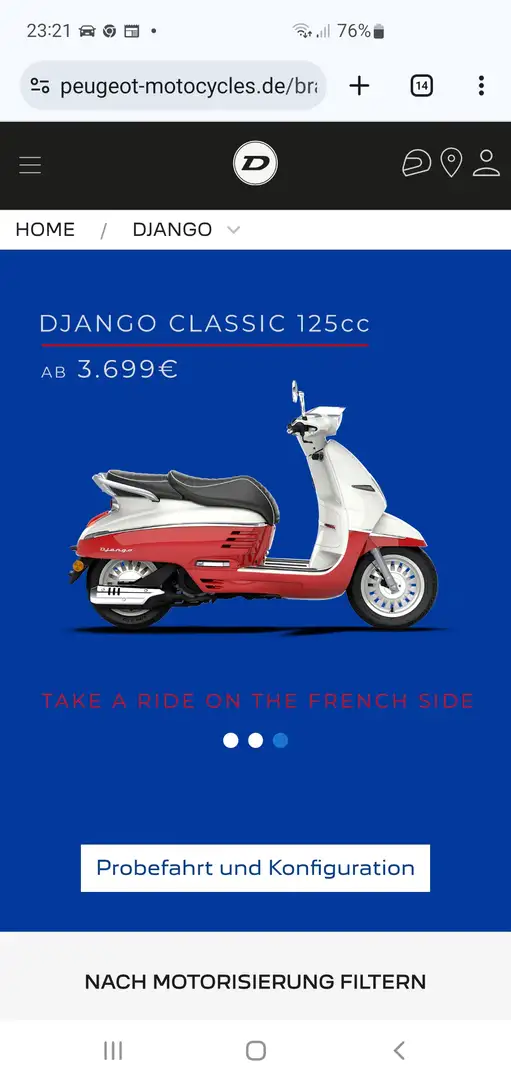 Peugeot Django 125 Classic Rojo - 1