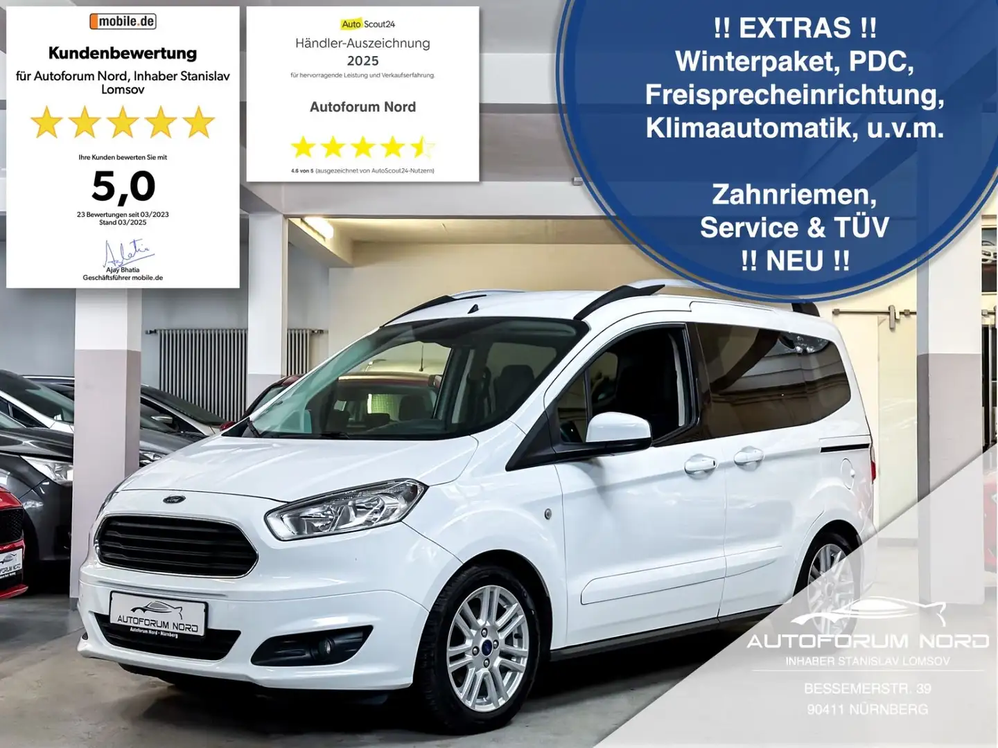 Ford Tourneo Courier Titanium *NEU ZAHNRIEMEN+SERVICE Weiß - 1