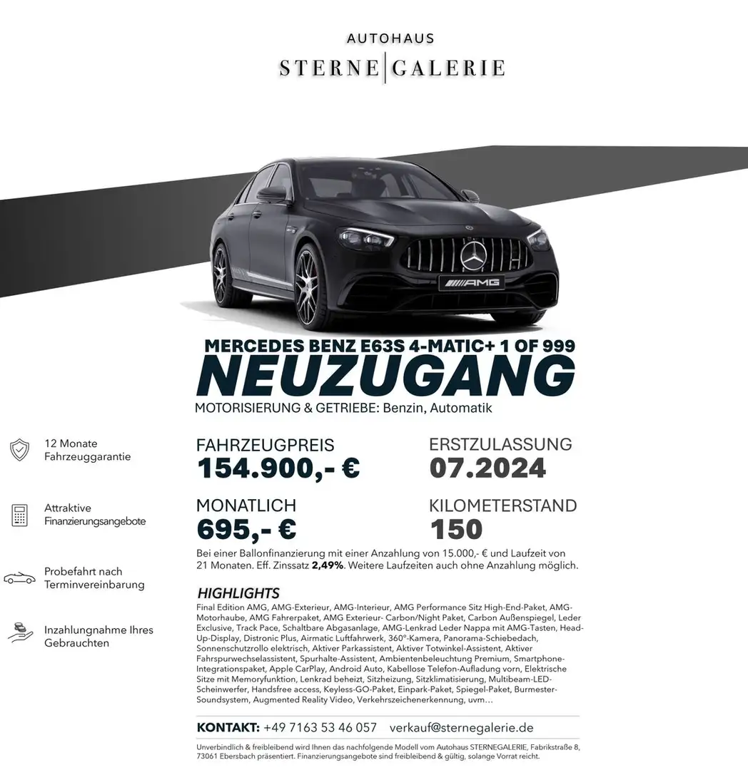 Mercedes-Benz E 63 AMG S FINAL/CARBON/TRACK/360°/HEADUP/DISTRO Gris - 1