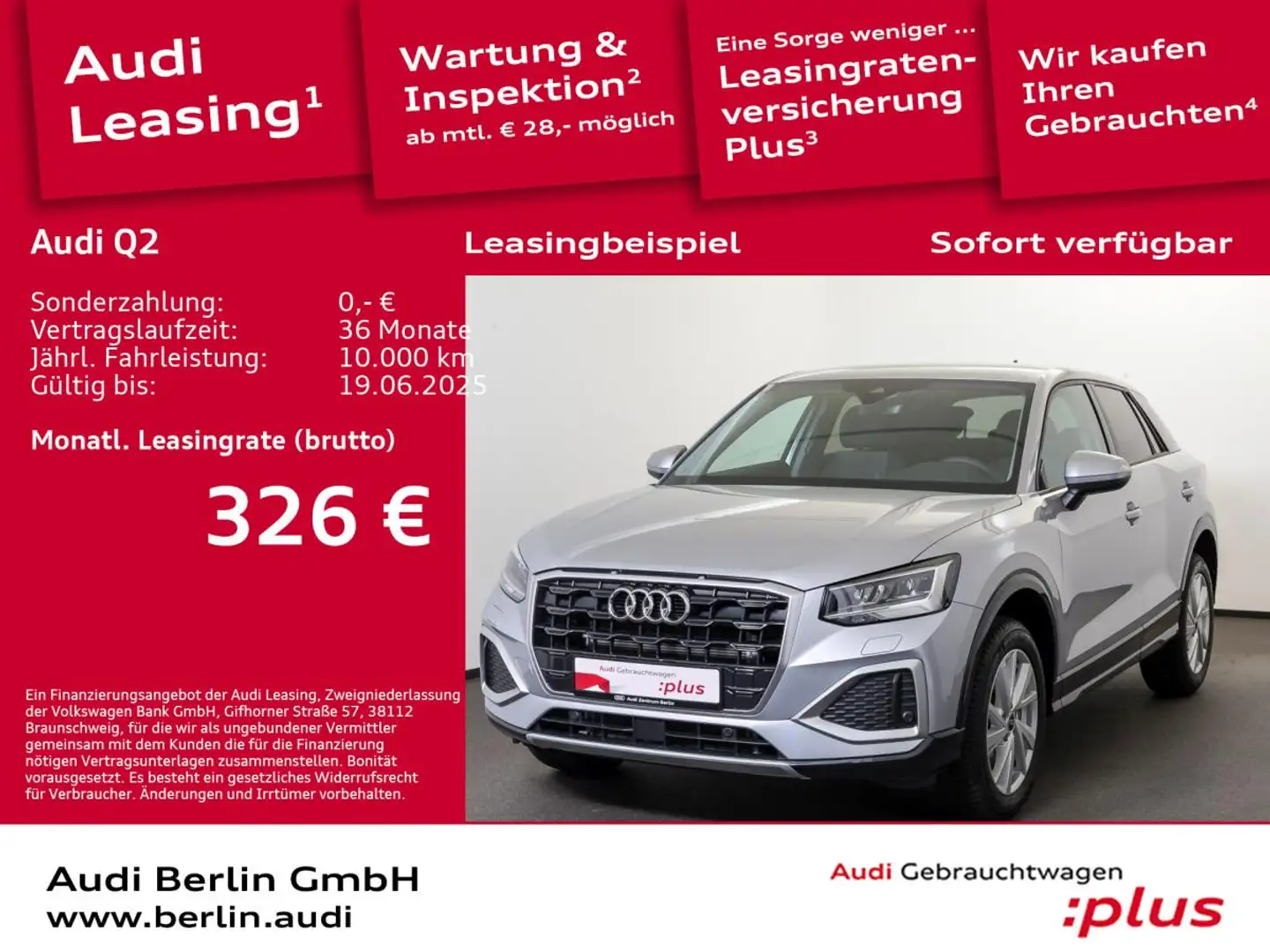 Audi Q2 Advanced 35 TDI S tr. AHK LED PDC VIRTUAL Silber - 1