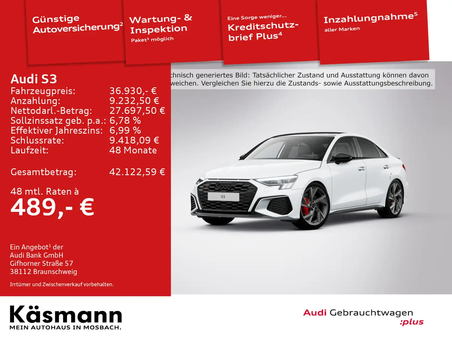 Audi S3 Lim. quattro MATRIX HUD KAM B&O CARBON NAV Weiß - 1