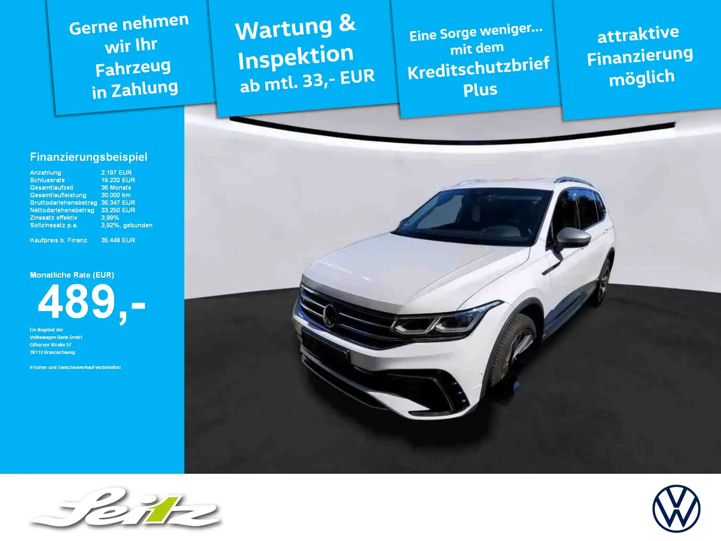 Volkswagen Tiguan Allspace 2.0 TDI 4M R-Line *AHK*HEAD-UP*MATRIX*KAMERA* Weiß - 1