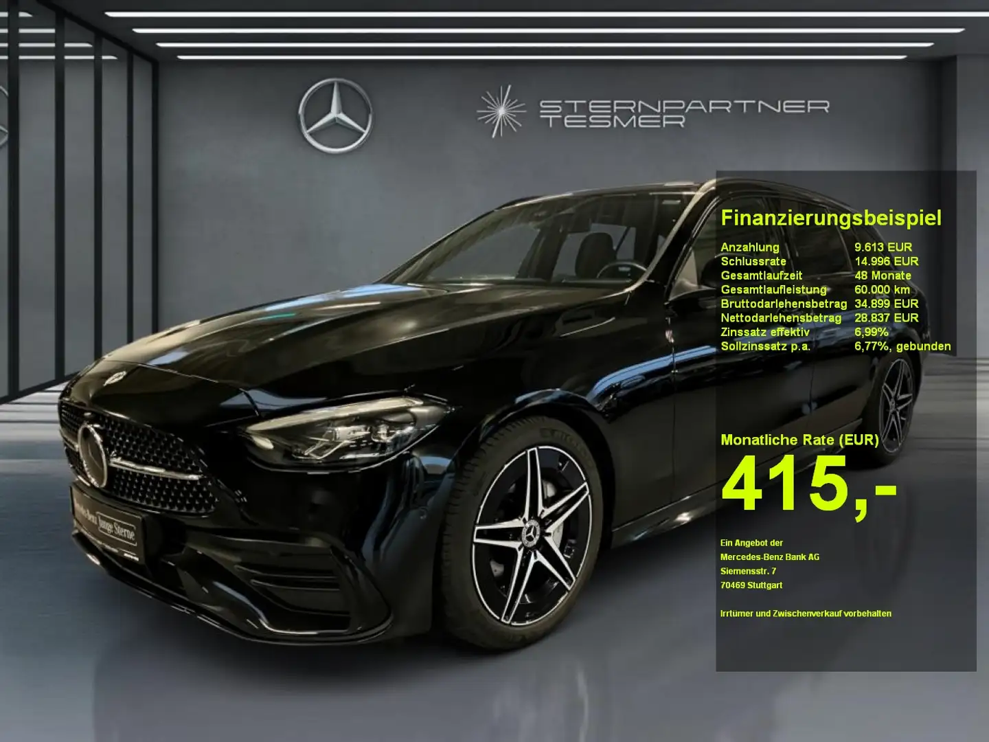 Mercedes-Benz C 300 T AMG+MBUX+DISTR+NIGHT+AMBIENTE+KAMERA+AHK Schwarz - 1