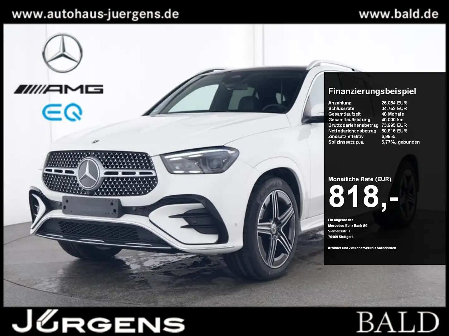 Mercedes-Benz GLE 350 de 4M AMG-Sport/Pano/Burm/AHK/Sitzklima Blanc - 1