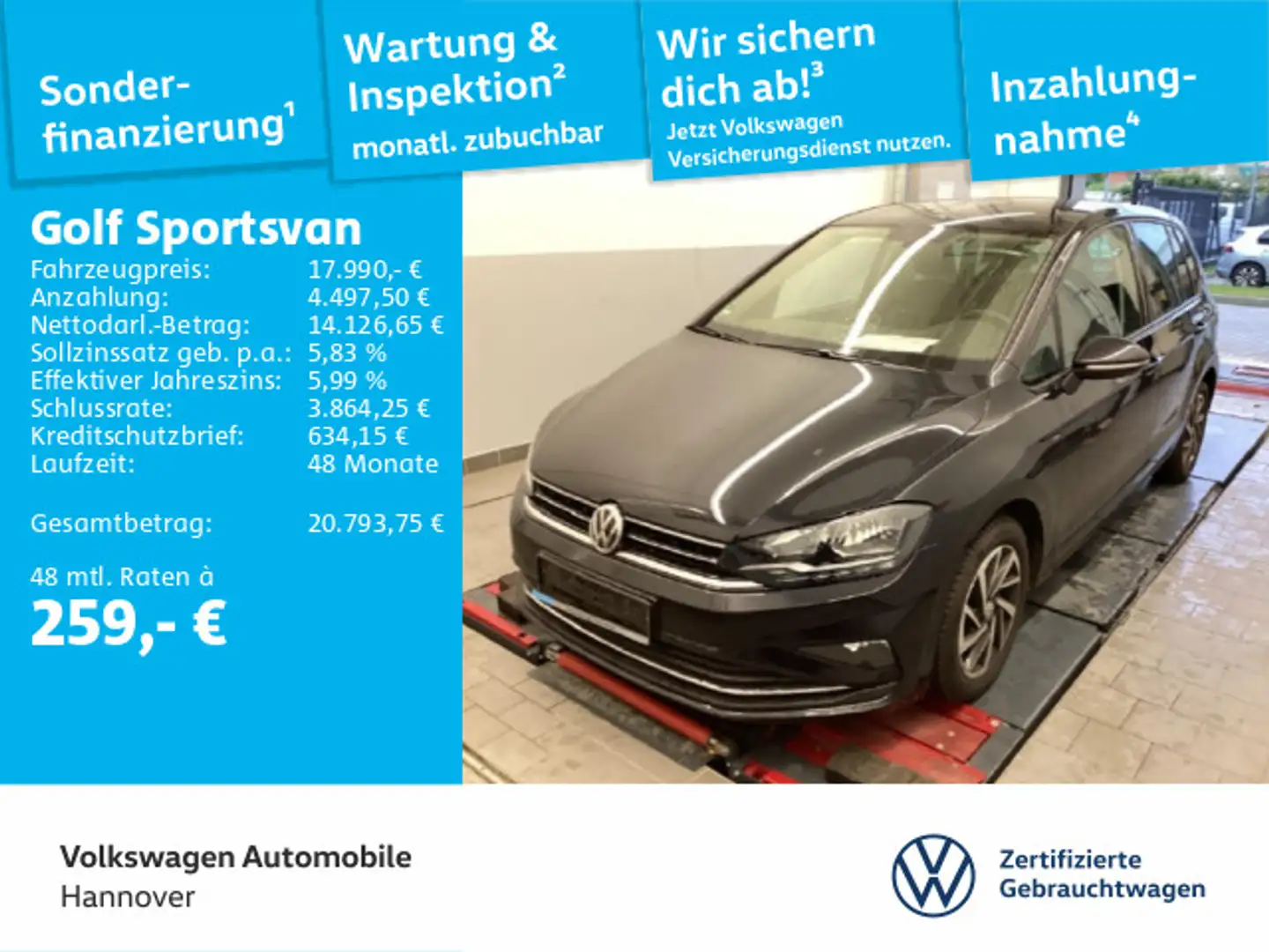 Volkswagen Golf Sportsvan 1.5 TSI DSG Highline Navi AHK PDC Schwarz - 1