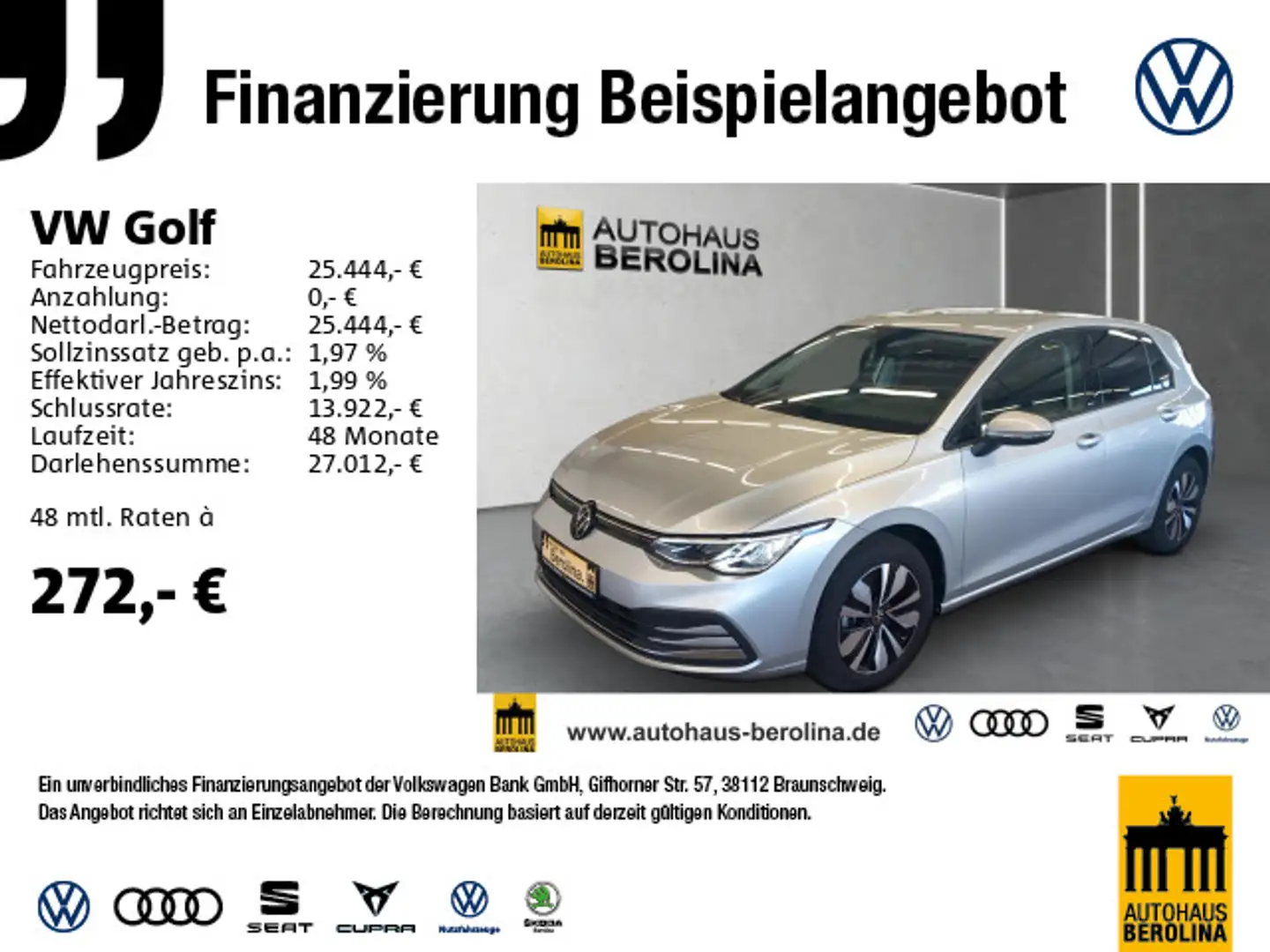 Volkswagen Golf VIII 1.0 eTSI Move DSG *NAVI*ACC* Silber - 1