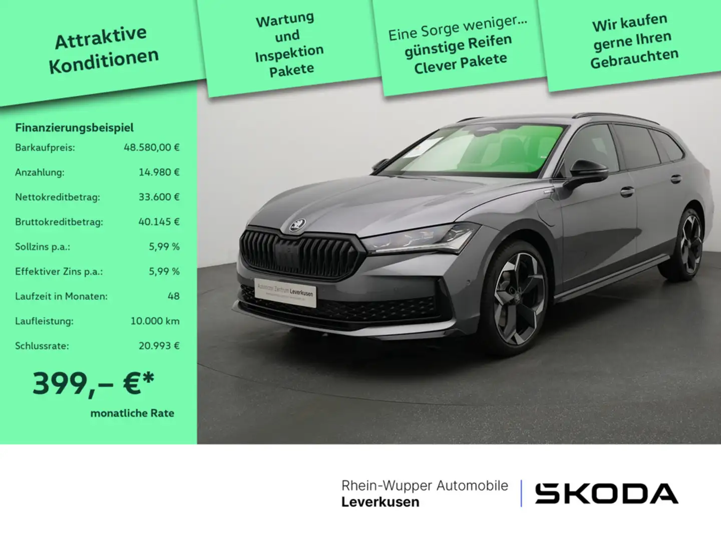 Skoda Superb Combi iV Sportline NAVI VIRT KEYLESS PDC Schwarz - 1