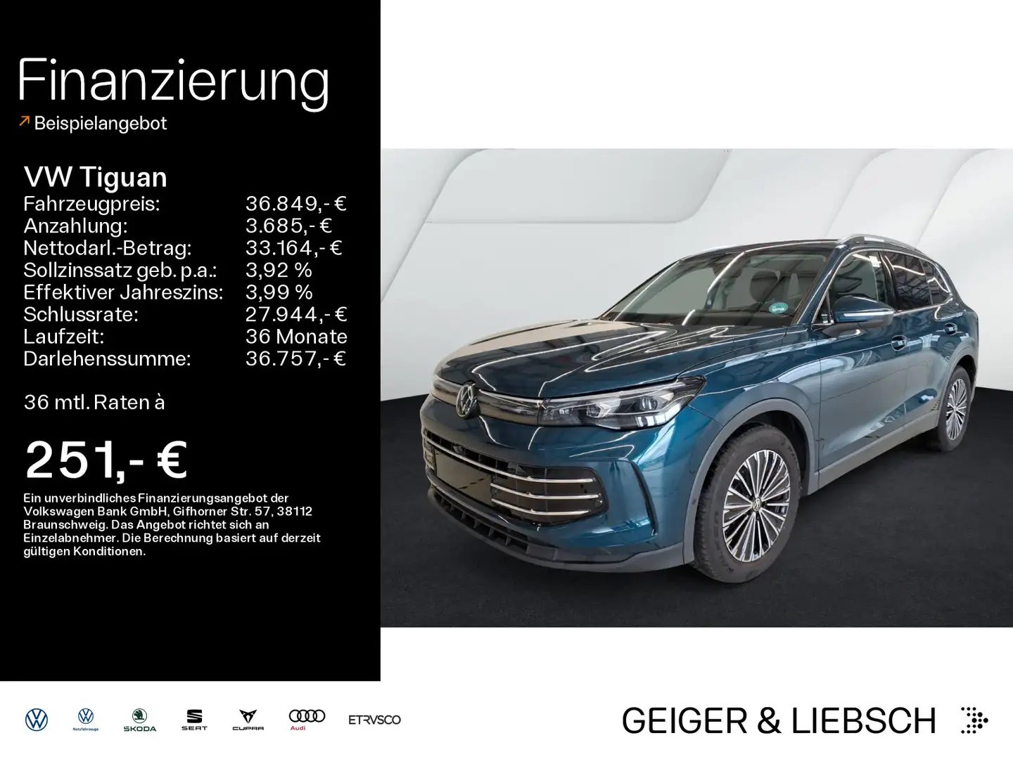 Volkswagen Tiguan 1.5 eTSI DSG ELEGANCE*IQ.LIGHT*AHK*KAMERA Blau - 1