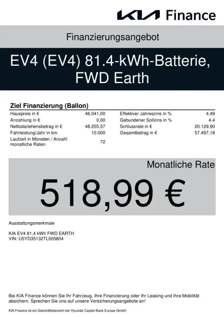 Kia EV4 EV4 81,4-kWh Earth UVP 53.299 EUR Grau - 2