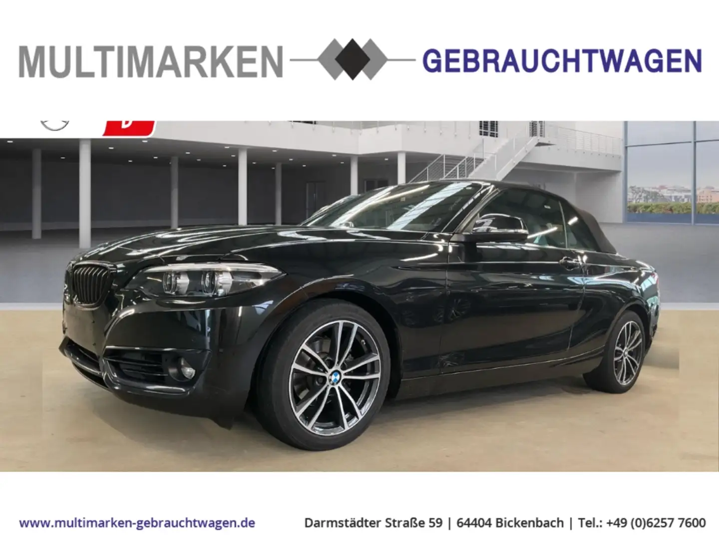 BMW 218 i Sport Line Cabrio EU6d-T Navi/Leder/LED/Ambiente Schwarz - 1
