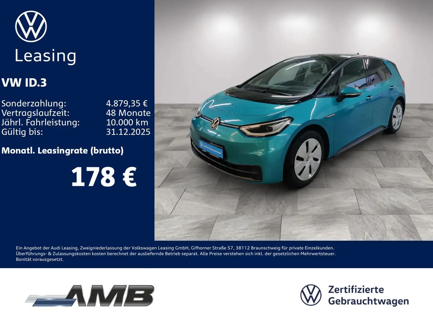 Volkswagen ID.3 Tech AHK/Matrix/Travel/Navi/Pano/Wärmepumpe Grün - 1