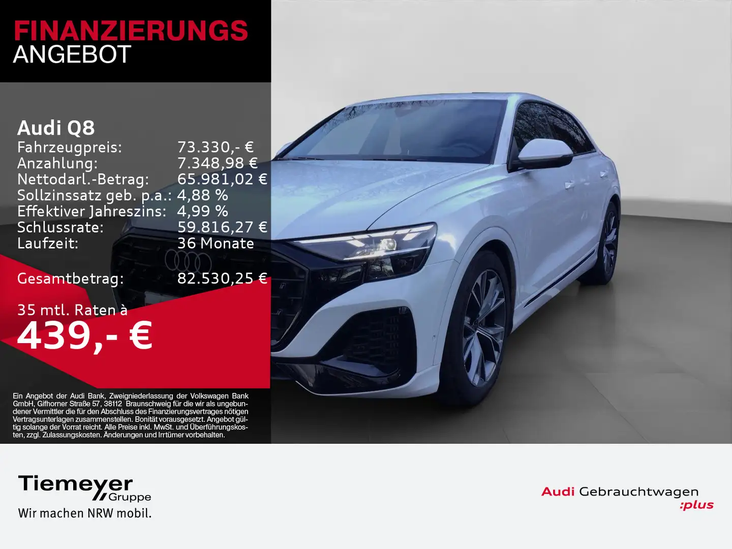 Audi Q8 55 TFSIe Q S LINE PANO LEDER LM21 AHK Weiß - 1