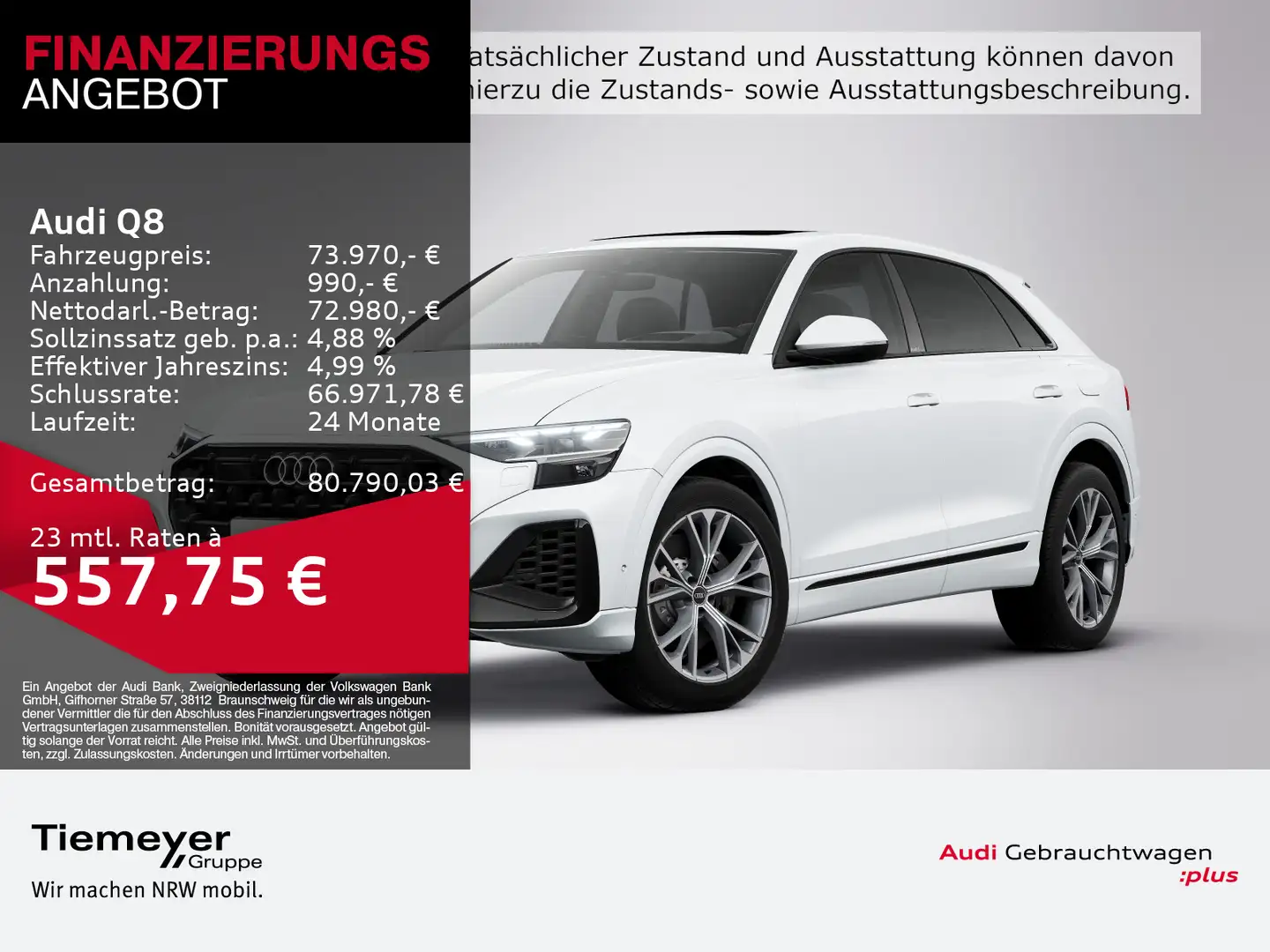 Audi Q8 55 TFSIe Q S LINE PANO LEDER LM21 AHK Weiß - 1