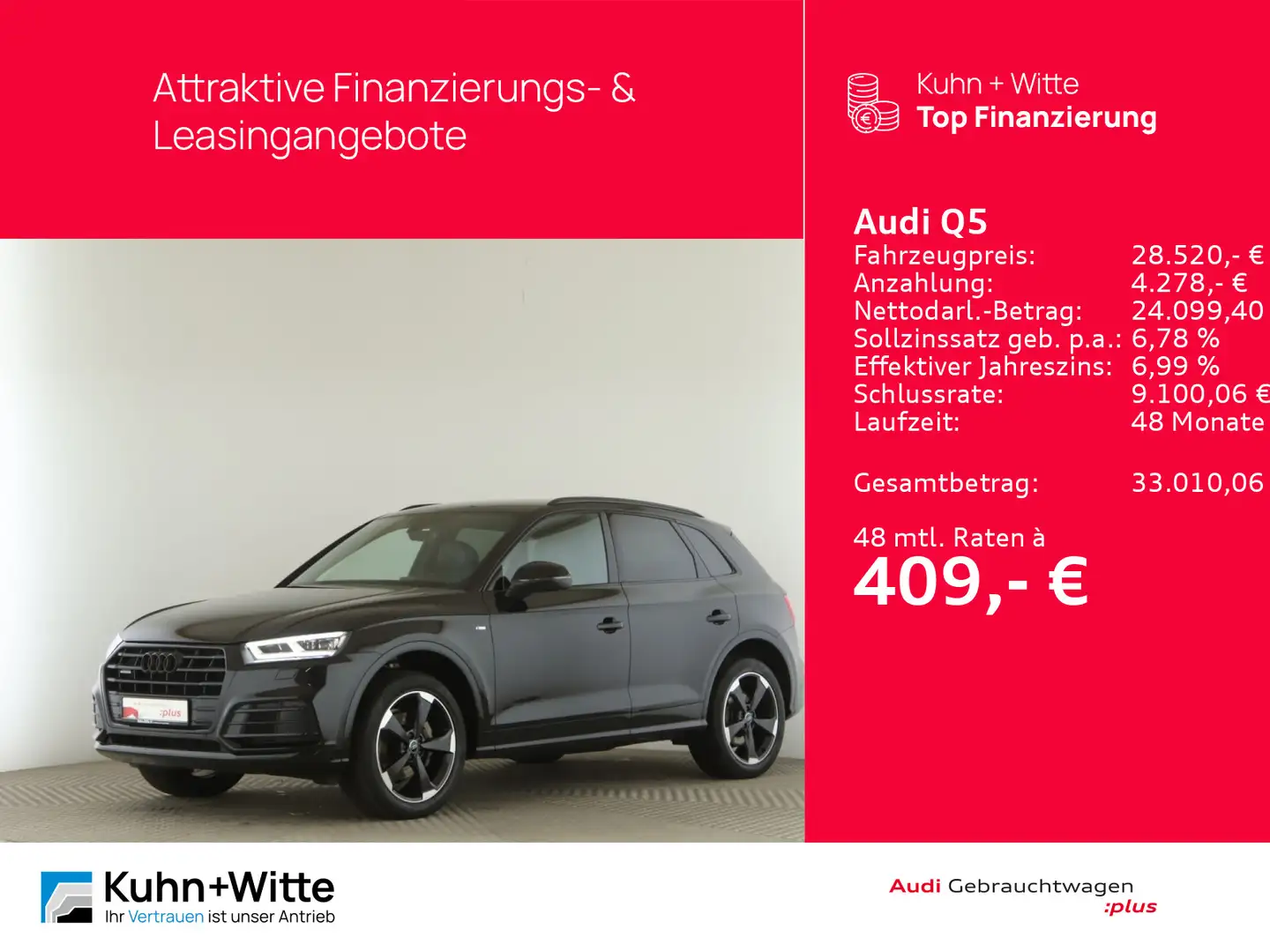 Audi Q5 40 TDI quattro S-Line *LED*RFK*StandH*MMI-Plu Schwarz - 1