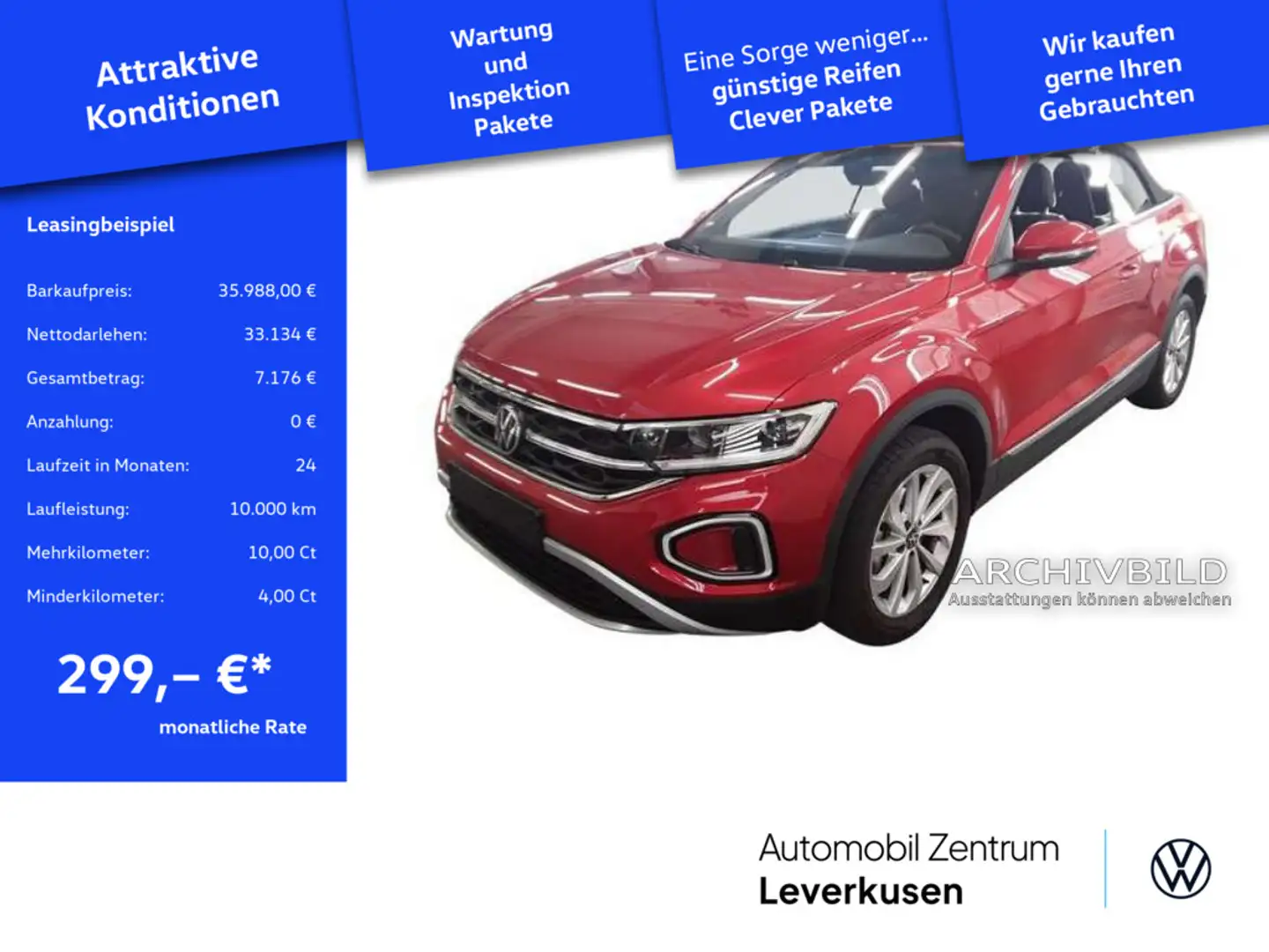 Volkswagen T-Roc Cabrio Style DSG STANDHZ MATRIX NAVI AC Rot - 1