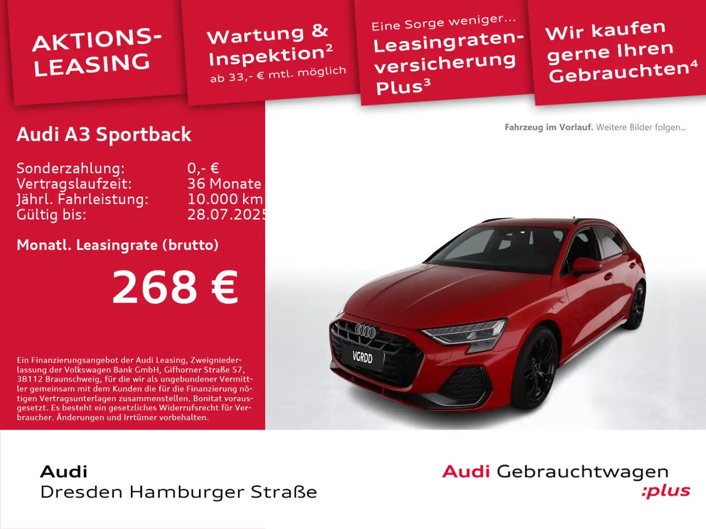 Audi A3 30 TFSI S line Matrix Navi AHZV Rot - 1