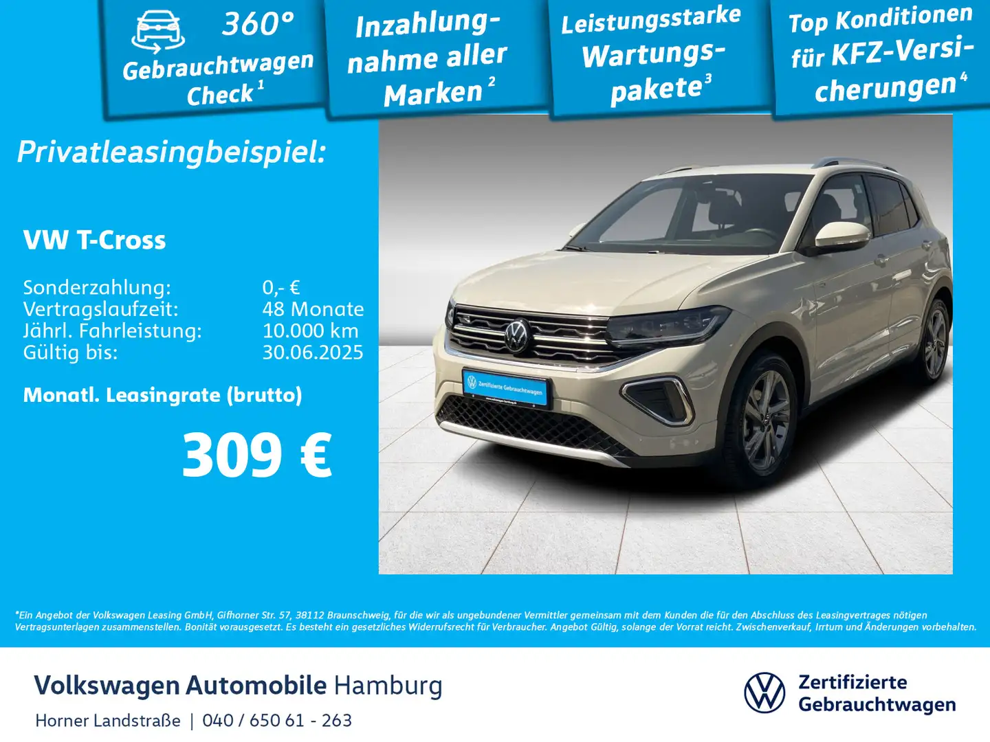 Volkswagen T-Cross R-Line 1.0TSI PDC Klima Navi Sitzheizung Grau - 1