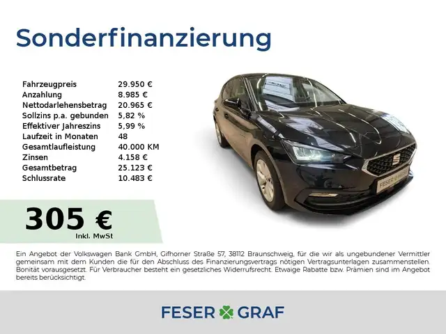 SEAT Leon Style 1.5 eTSI DSG LED/SHZ/Full Link/Kamera