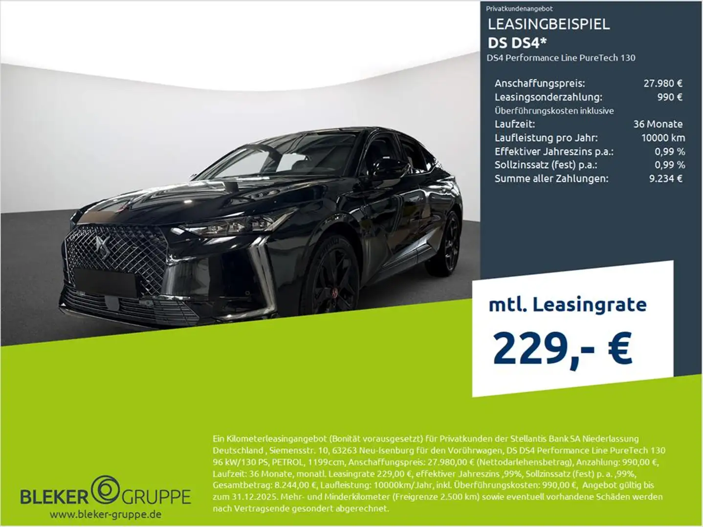 DS Automobiles DS 4 Performance Line PureTech 130 Schwarz - 1