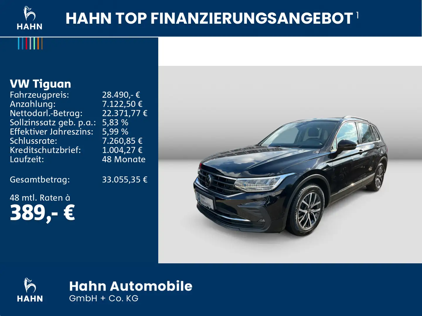 Volkswagen Tiguan 2.0TDI Life AHK 360° ACC LED Navi Lenkrad Schwarz - 2
