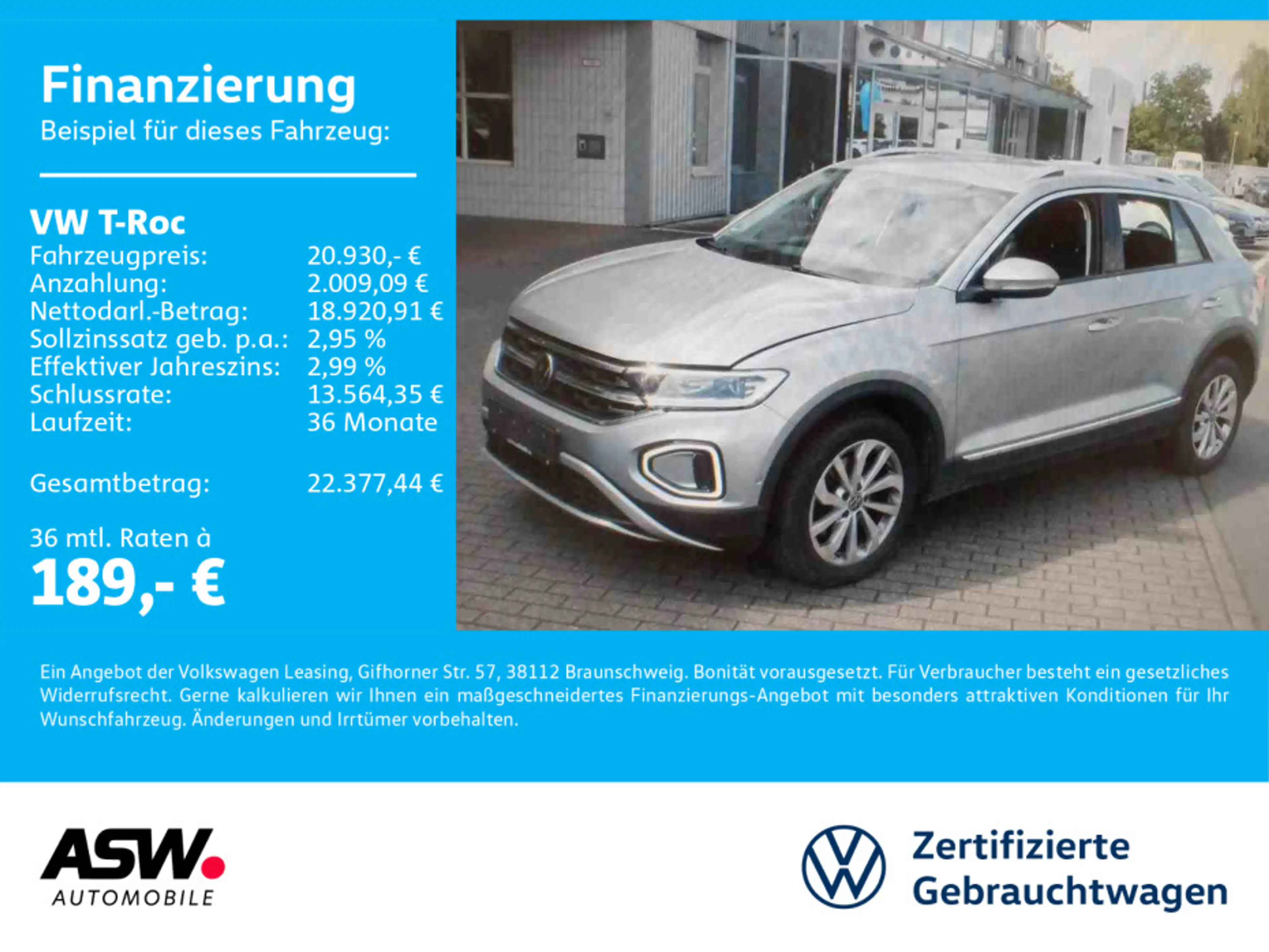 Volkswagen T-Roc Style 2.0 TDI DSG LED Navi ACC PDC SHZ
