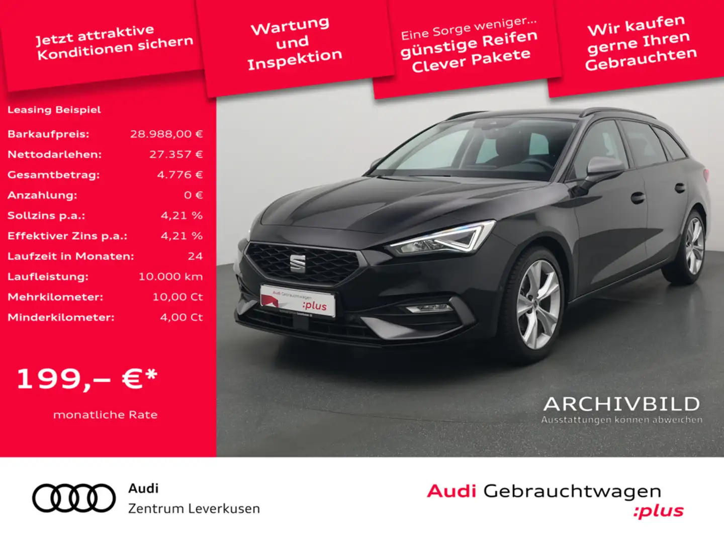 SEAT Leon Sportstourer FR MATRIX VIRT KAM SHZ DSG Schwarz - 1