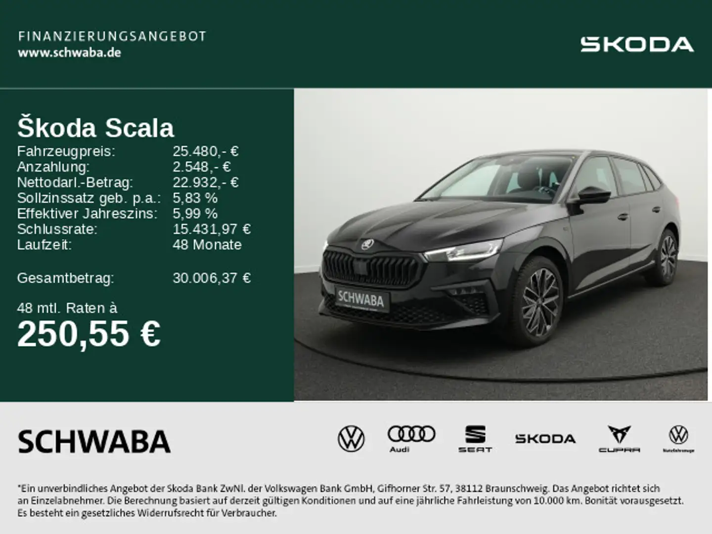Skoda Scala Selection 1.5 TSI DSG LED*NAV*AHK*ACC*17" Schwarz - 1