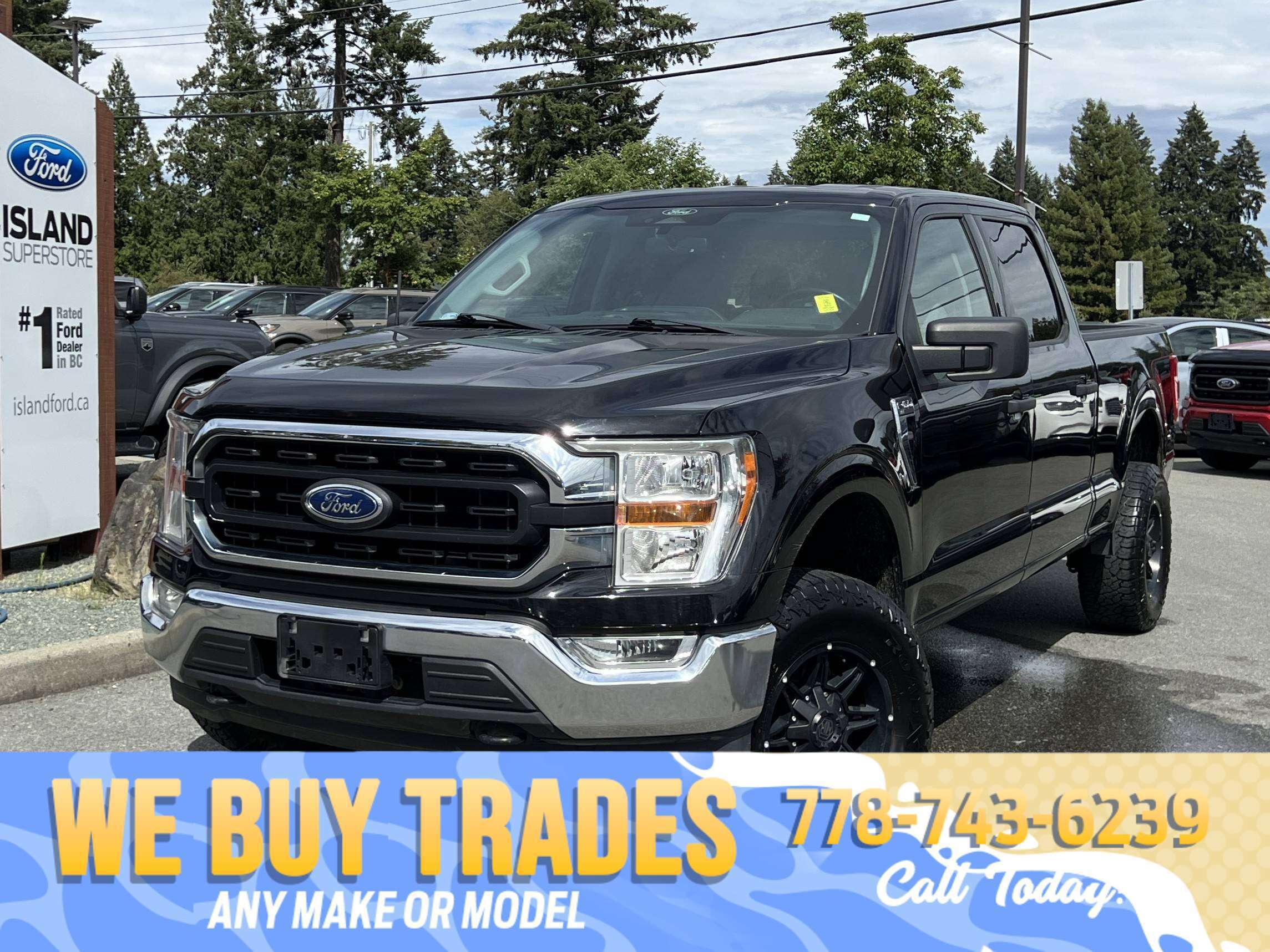 Black 2022 Ford F-150 Pickup Truck Four-Wheel Drive Automatic