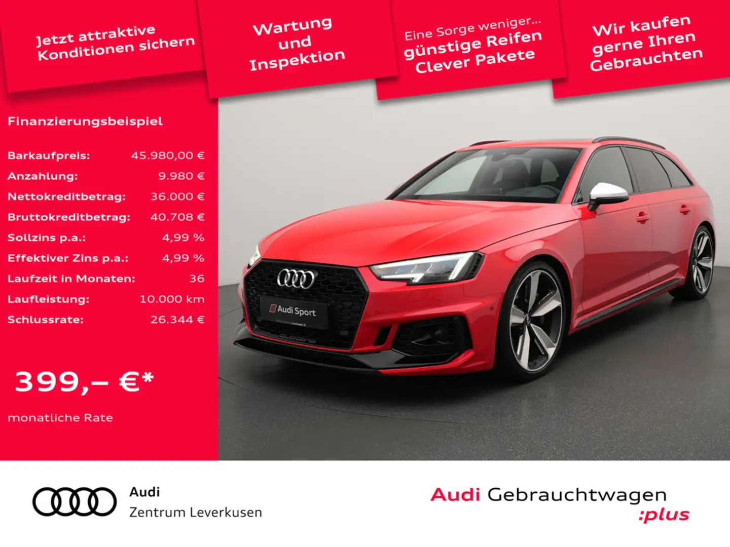 Audi RS4 Avant quattro ACC NAVI B&O LEDER 360° Rot - 1