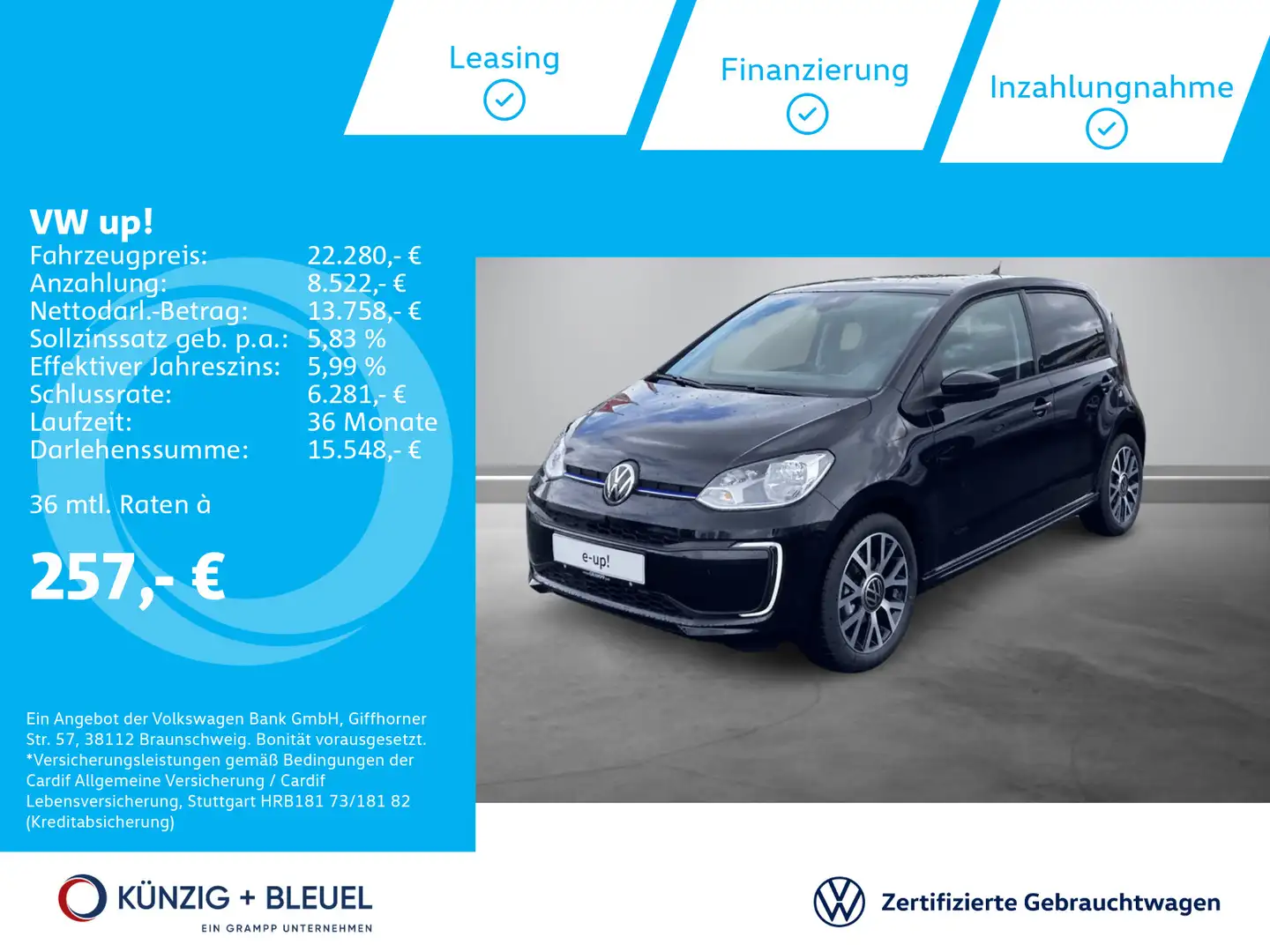 Volkswagen up! Edition SHZ+GRA+KAMERA+PDC+BT+CLIMATRONIC Schwarz - 1